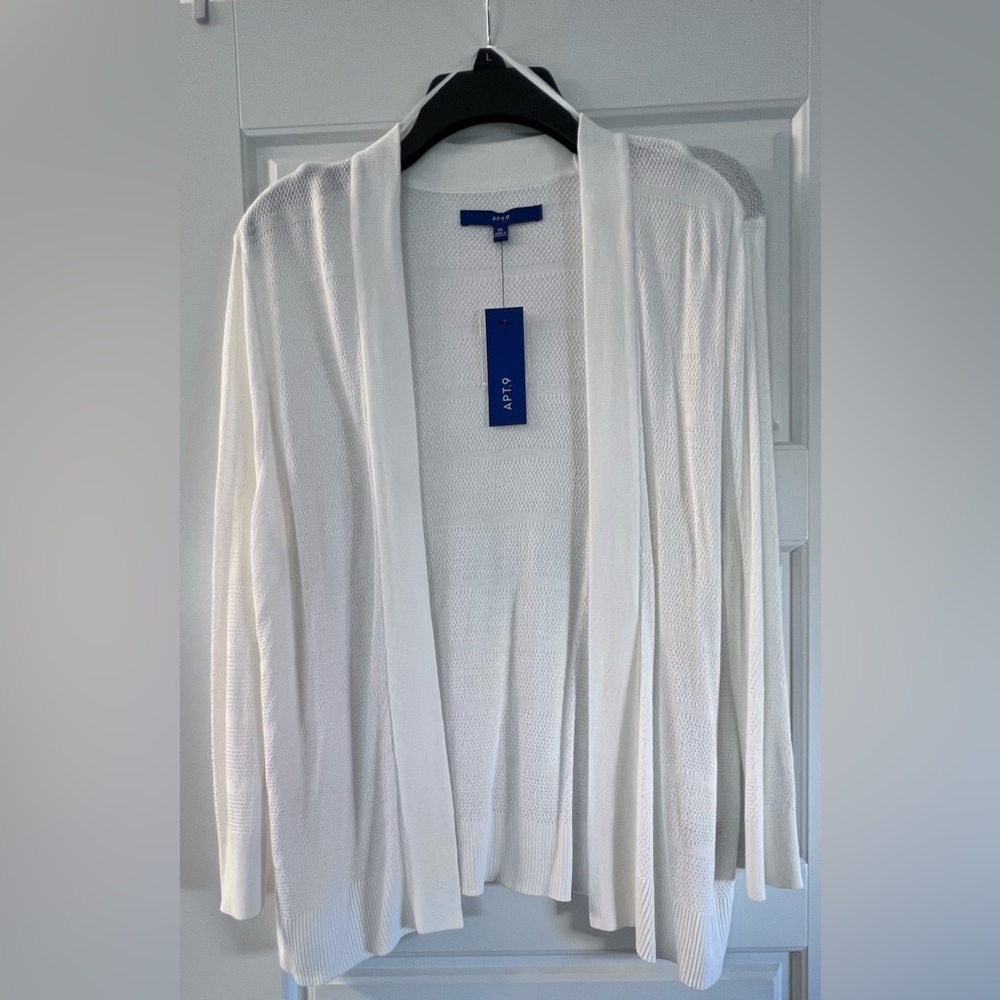 XL New With Tags White Open Long sleeve Lightweight Cardigan